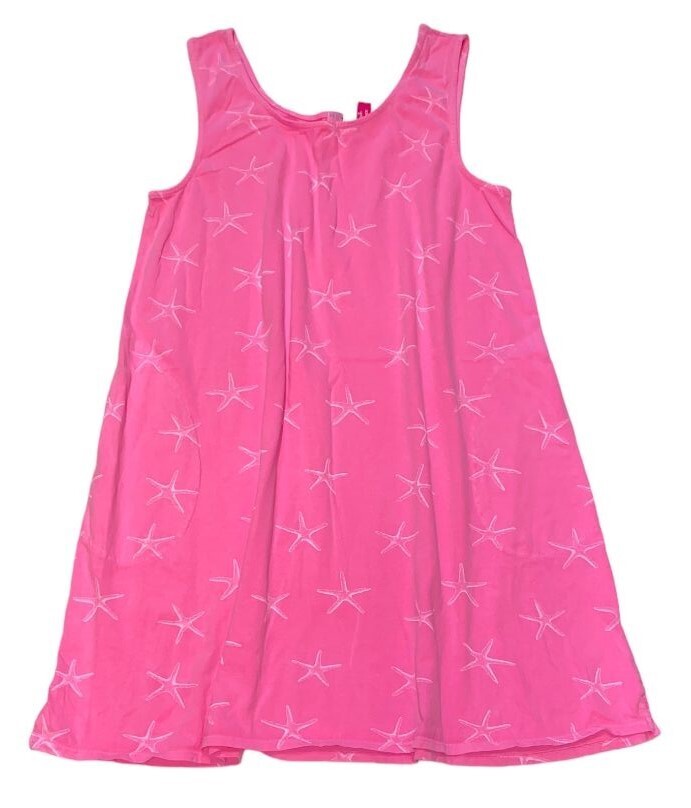 FRESH PRODUCE Large Cosmos PINK DRAPE STARFISH Jersey Tank SUN Dress $76 NWT L
