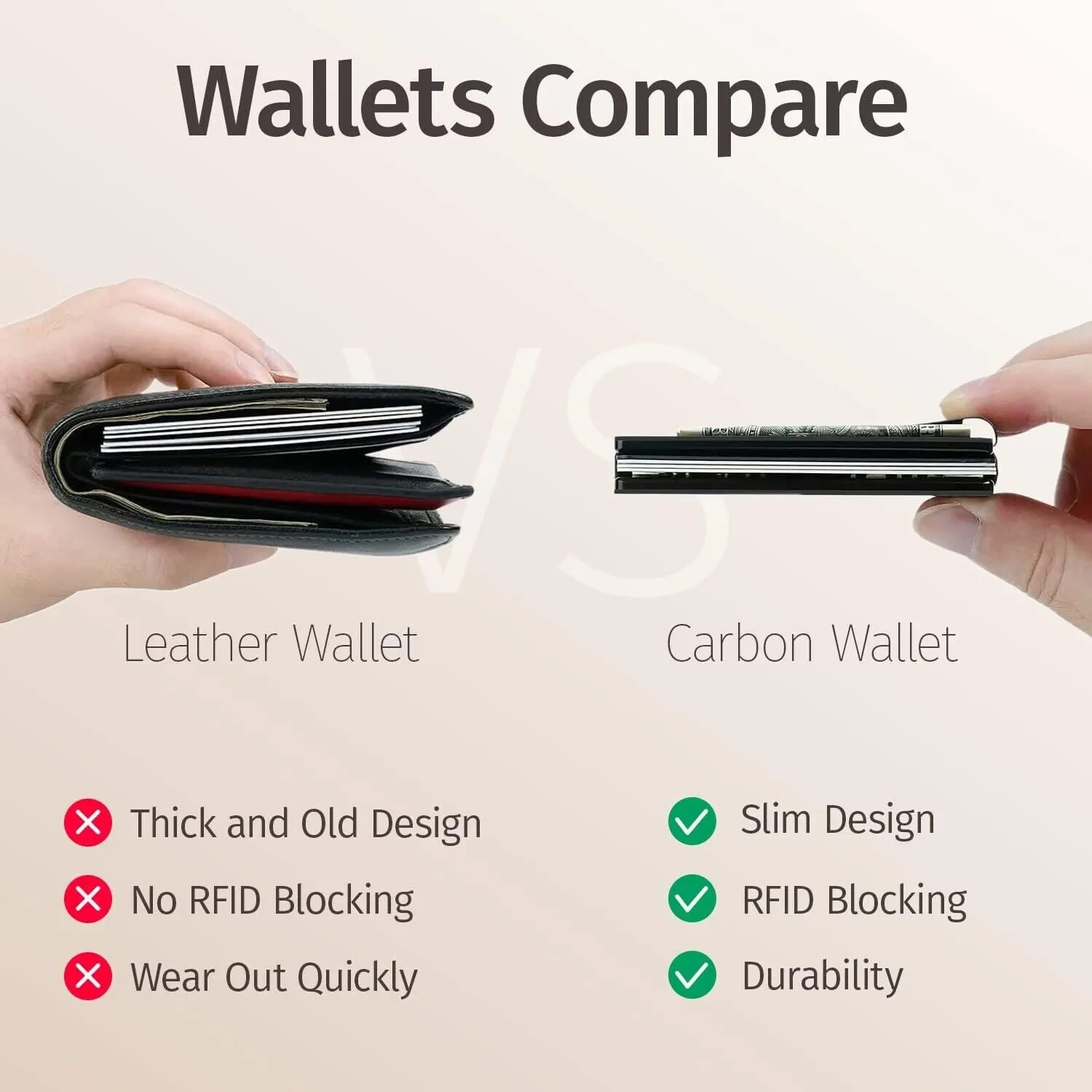 RFID Blocking Slim Money Clip Men’s Carbon Fiber Credit Card Holder Metal Wallet