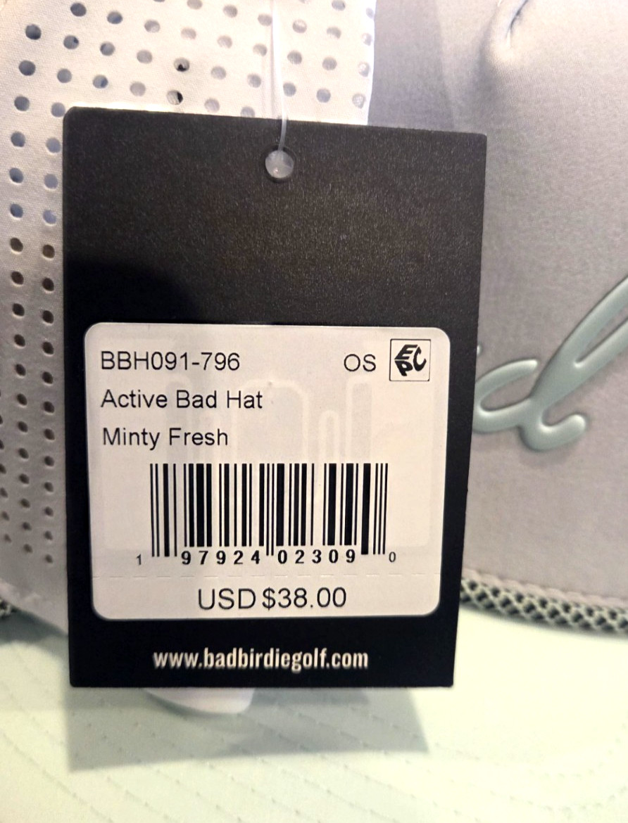 NEW Bad Birdie Active Bad Hat Minty Fresh White Polyester Snapback Golf Hat OSFM