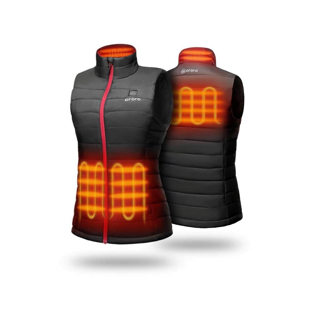 ORORO Women’s XX-Large Black 7.38-Volt Heated Vest w/ One 4.8 Ah Battery