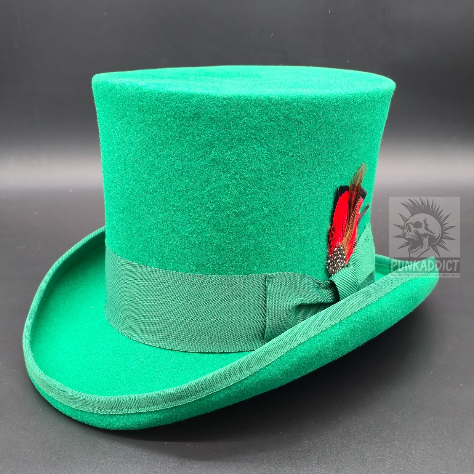 Gray Top Hat Wool Felt Victorian Slash Mad Hatter Steampunk Rock Star