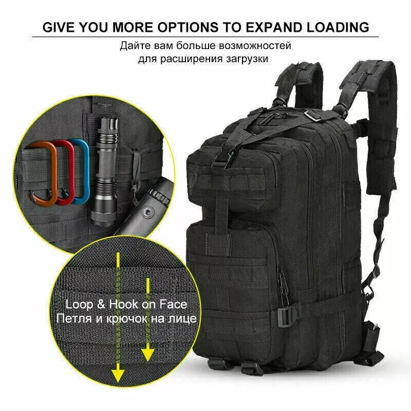 30L Military Tactical Backpack Rucksack Camping Hiking Shoulder Bag Travel