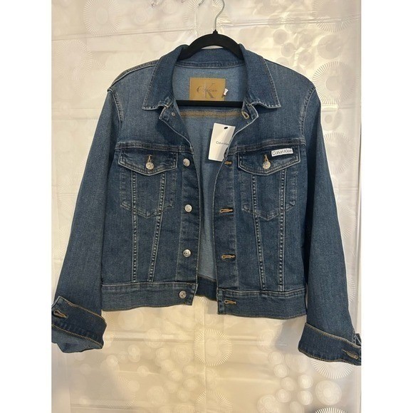 Calvin Klein Women’s Denim Trucker Jacket Medium Wash Blue M NEW