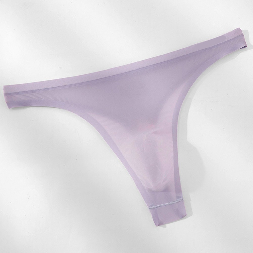 Men’s Seamless Ice Silk Thong with 3D Bulge Pouch T-Back and Lightweight Feel