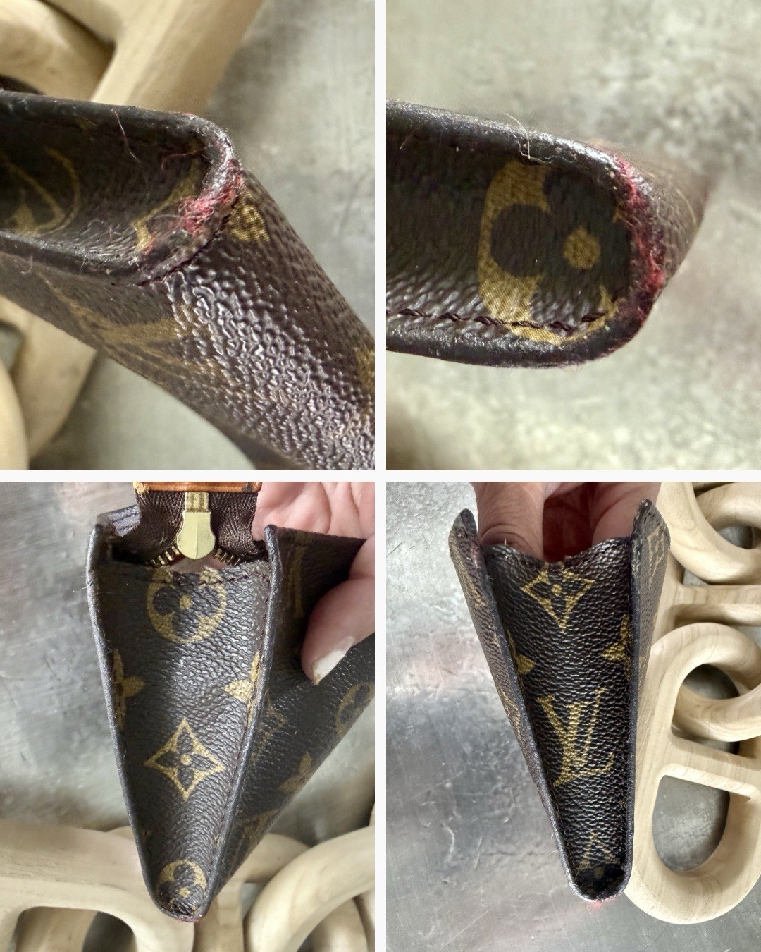Vintage Louis Vuitton Brown Monogram Canvas Cosmetic Pouch – Authentic France
