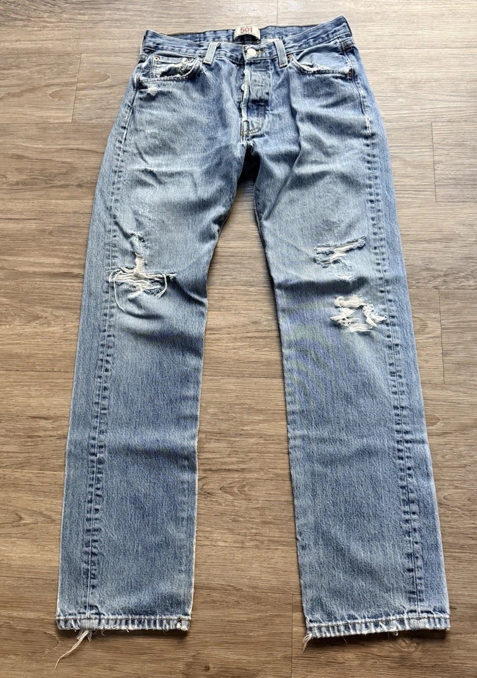 Vtg Y2K Levis 501 Jeans Thrashed Distressed Faded Grunge Skate 90s Grunge 30×29