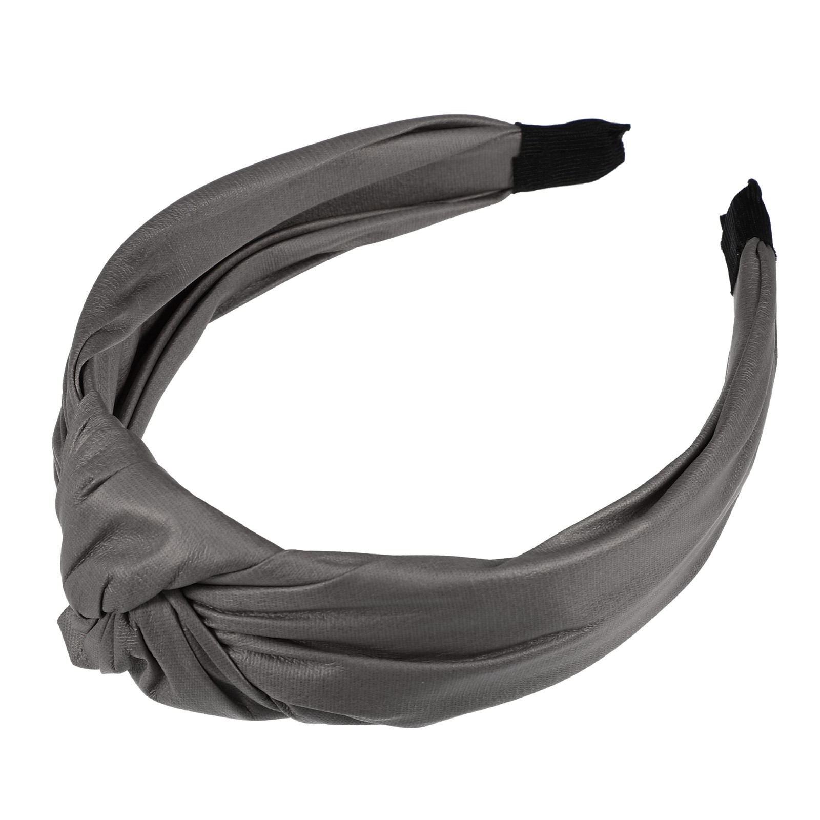 1Pcs Faux Leather Knotted Headband Cross Knot Hairband for Women Gray 1.57″ Wide