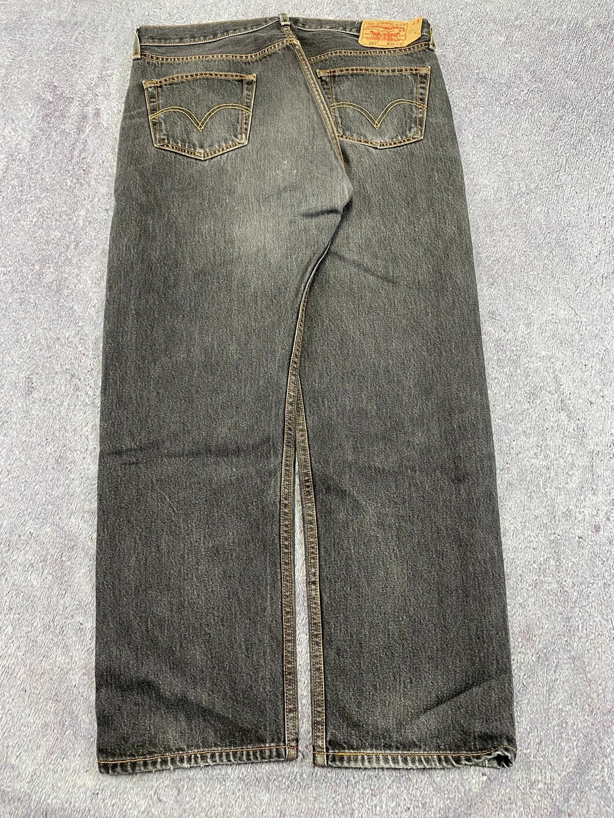 Levi’s 501 Original Jeans Mens W38 L32 Black Denim Faded Button Fly Shrink Fit
