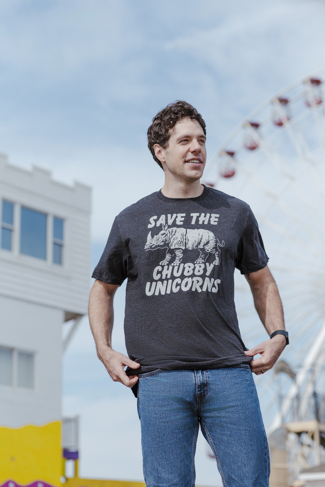 Mens Funny T Shirts Save The Chubby Unicorns Sarcastic Rhino Graphic Novelty Tee