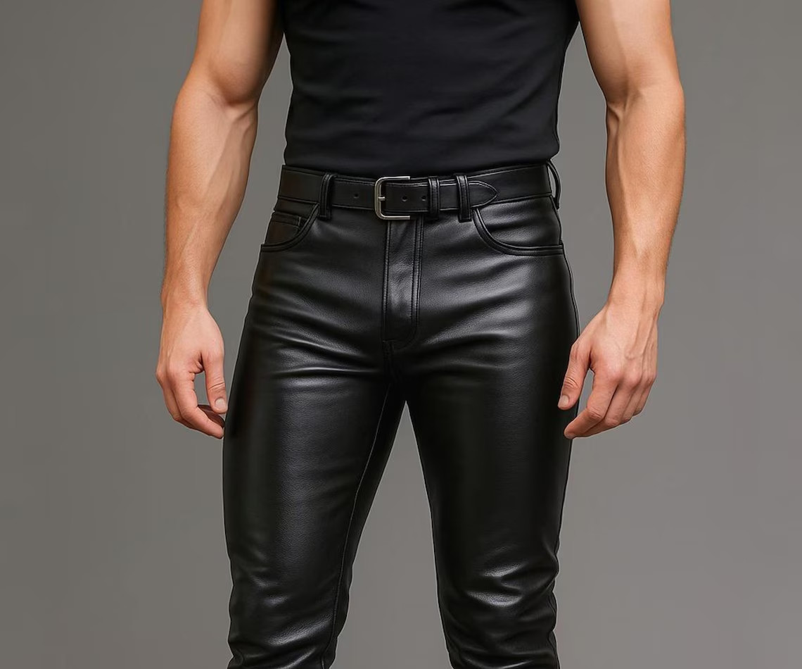 Handmade Men’s Genuine Sheep Leather Party Pants Slim Fit Real Leather Trousers