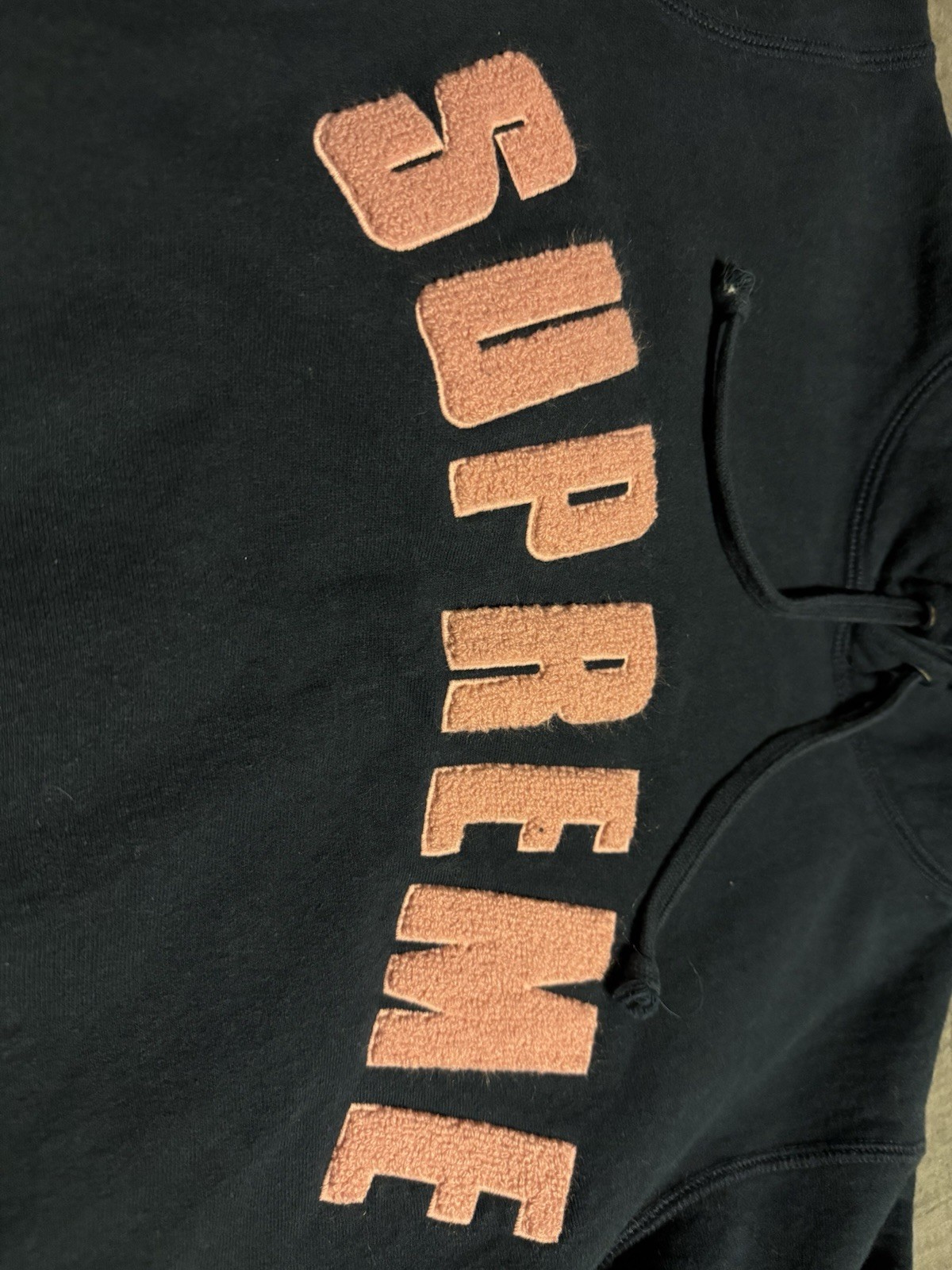 Supreme SS17 Chenille Arc Logo Hooded Sweatshirt Navy Size Medium