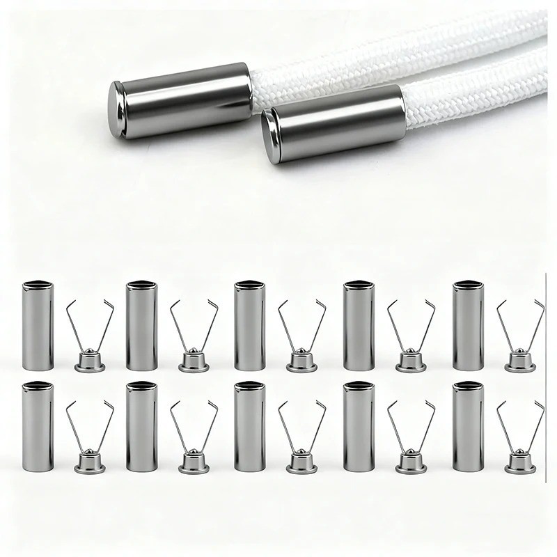 10pcs Metal Cord Locks Aglets Shoelace Tips Hoodie Drawstring Buckles DIY UK