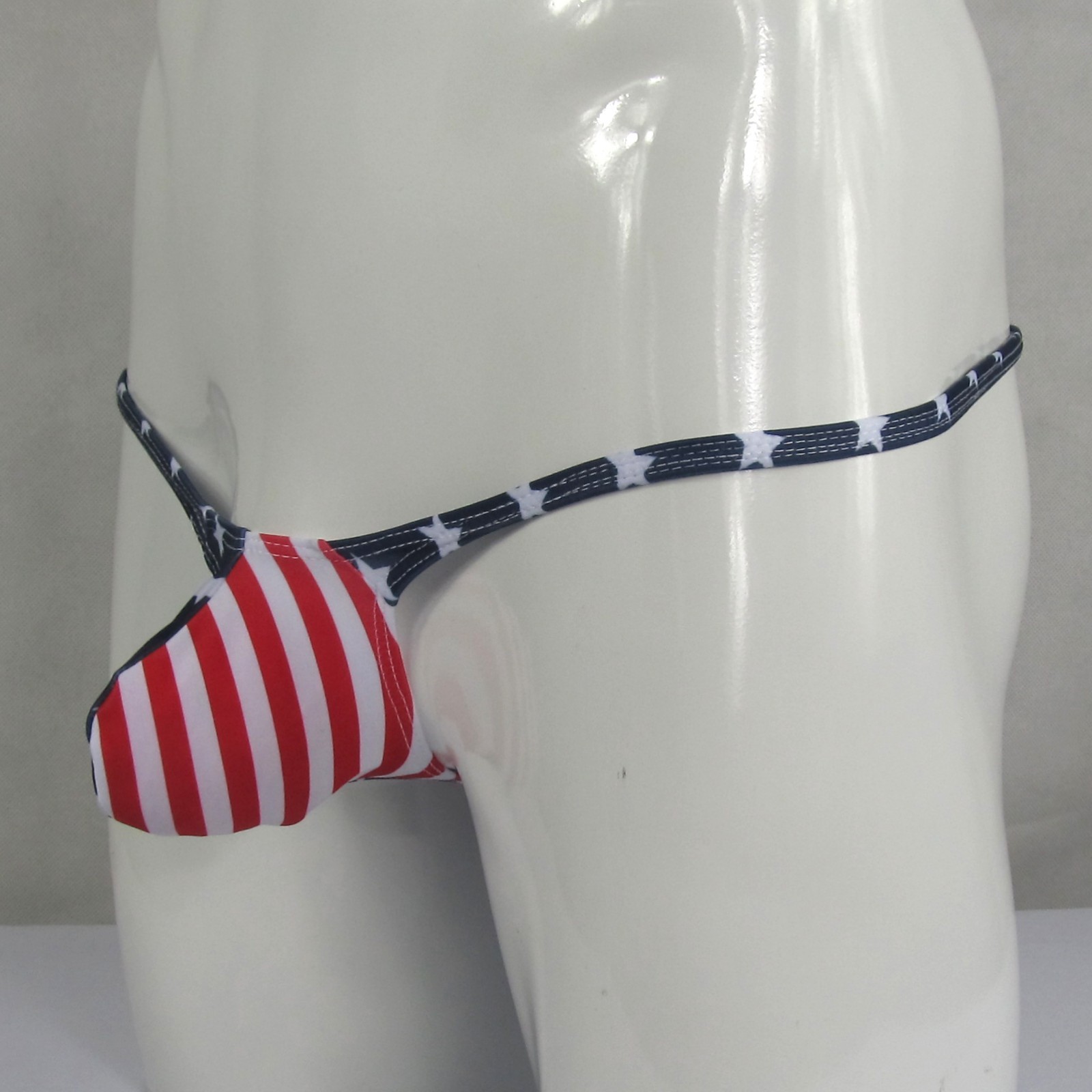 K403 P Hot Men String Thong Bulge Pouch T-back Star & Stripes Patriotic