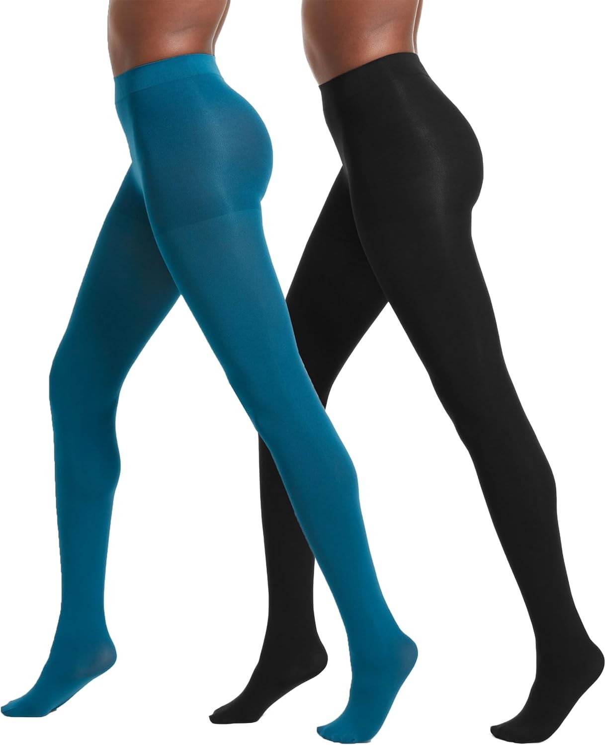 Women’s Control Top Tights Super Opaque 90 Denier Shaping Pantyhose 2 Pack