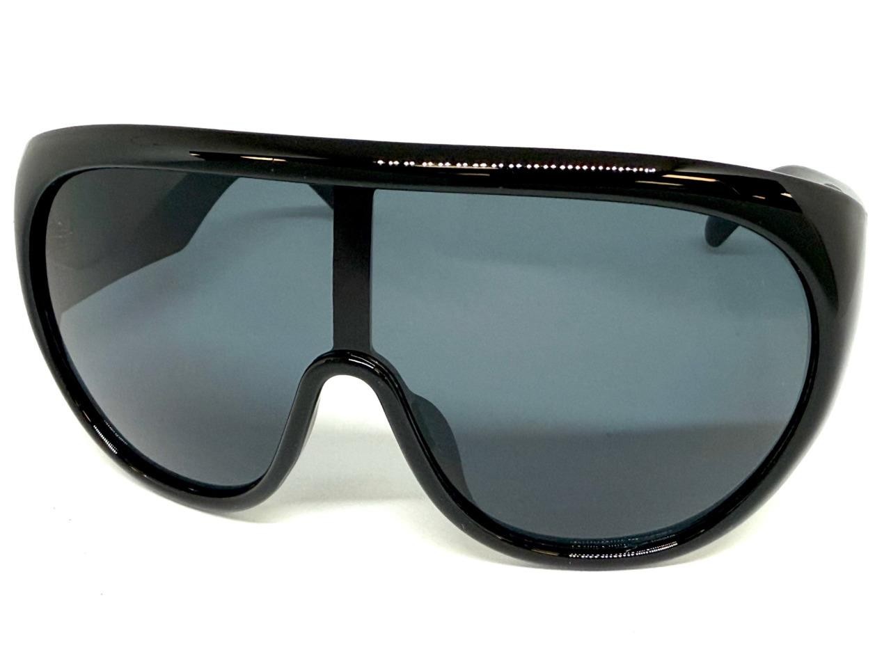 Oversize Exaggerated Modern Retro Wrap Shield SUNGLASSES Large Thick Black Frame