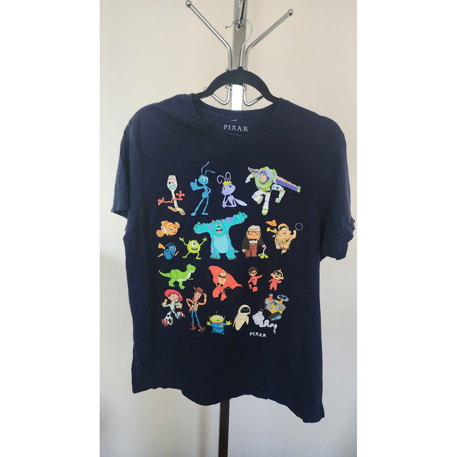 Disney Pixar Kids Navy Blue Character Collage Graphic T-Shirt LG Toy Story Up