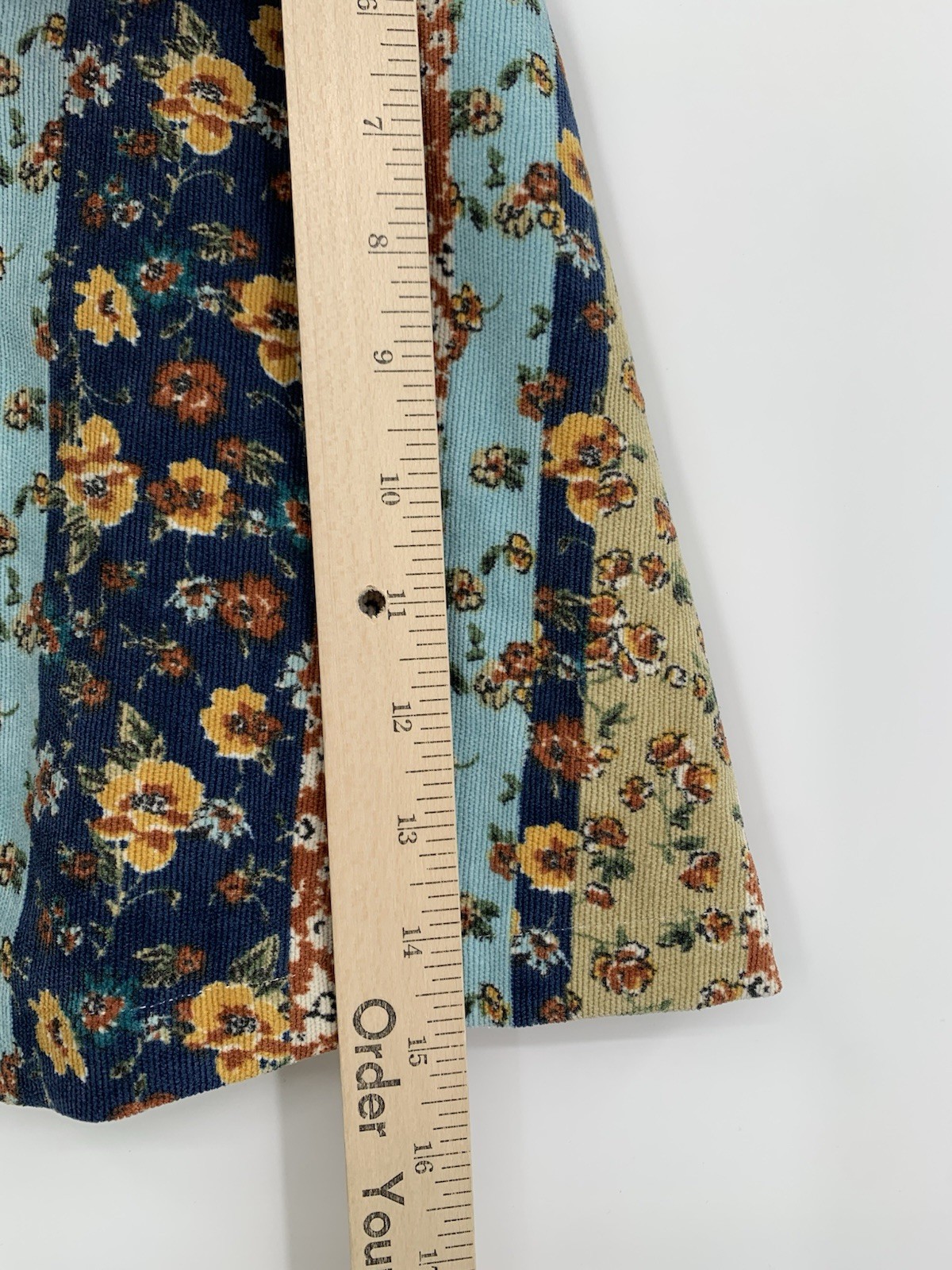 Vintage Amy Buyer Corduroy Skirt Womens Medium Brown Blue Y2K Boho Hippie
