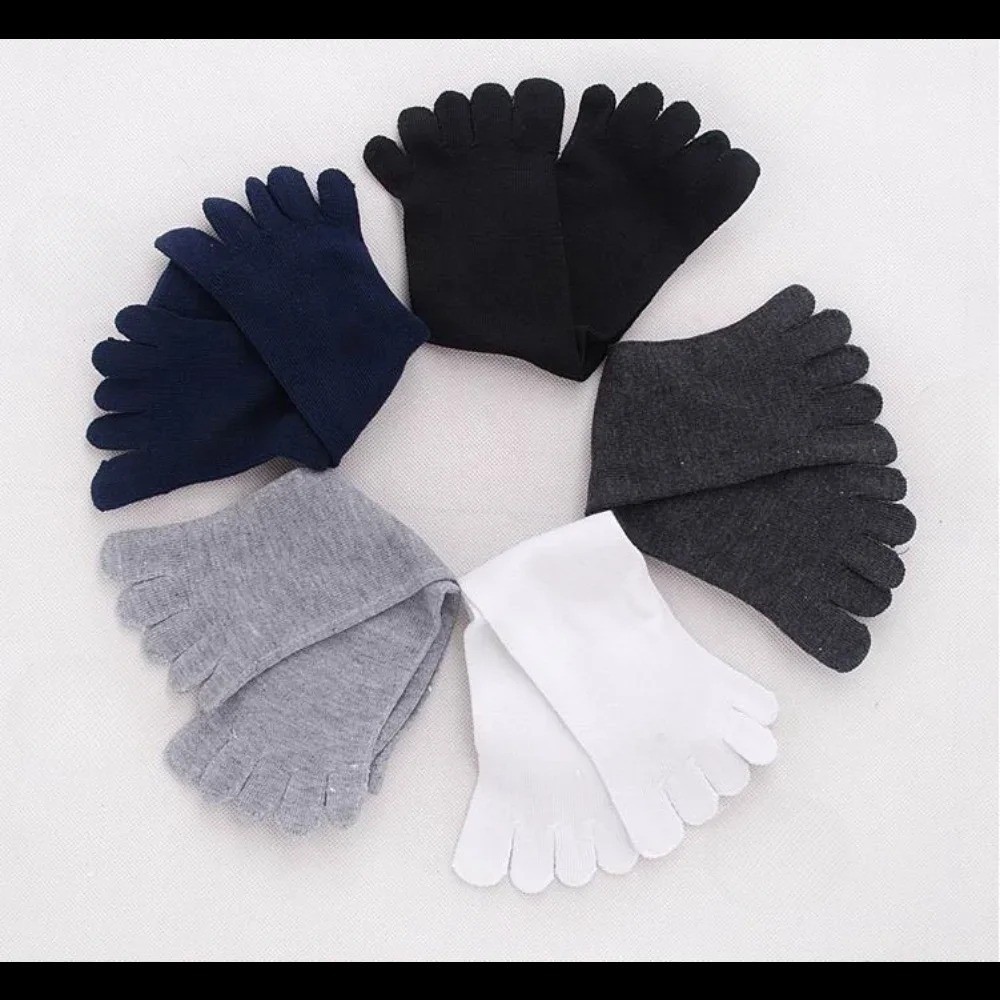 5 Pairs Men’s Toe Socks Cotton Five Finger Breathable Sports Casual Dress Socks