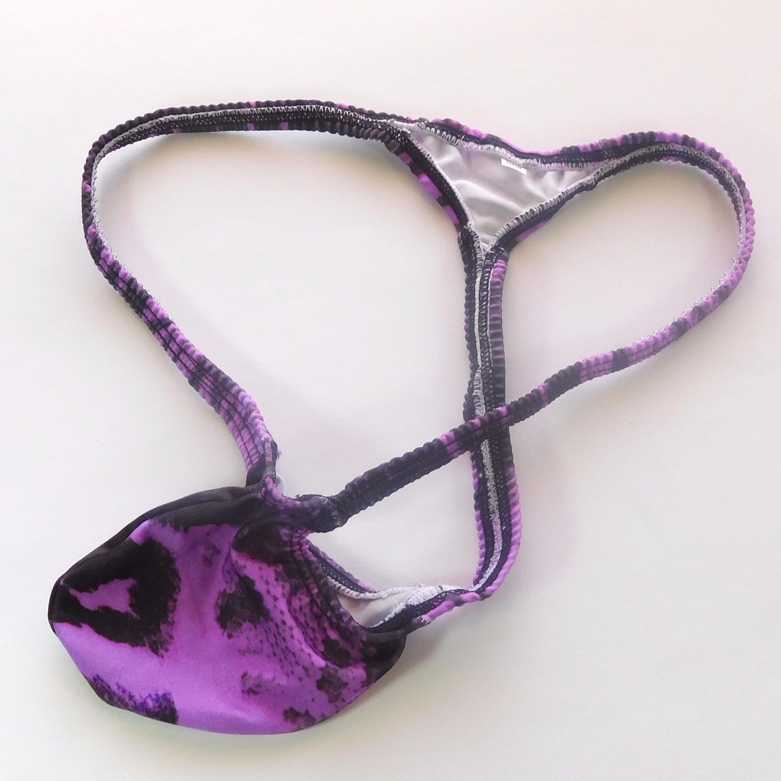 K403 P Mens Sexy String Thong Grape Smugglers Contoured Pouch prints Swim Fabric