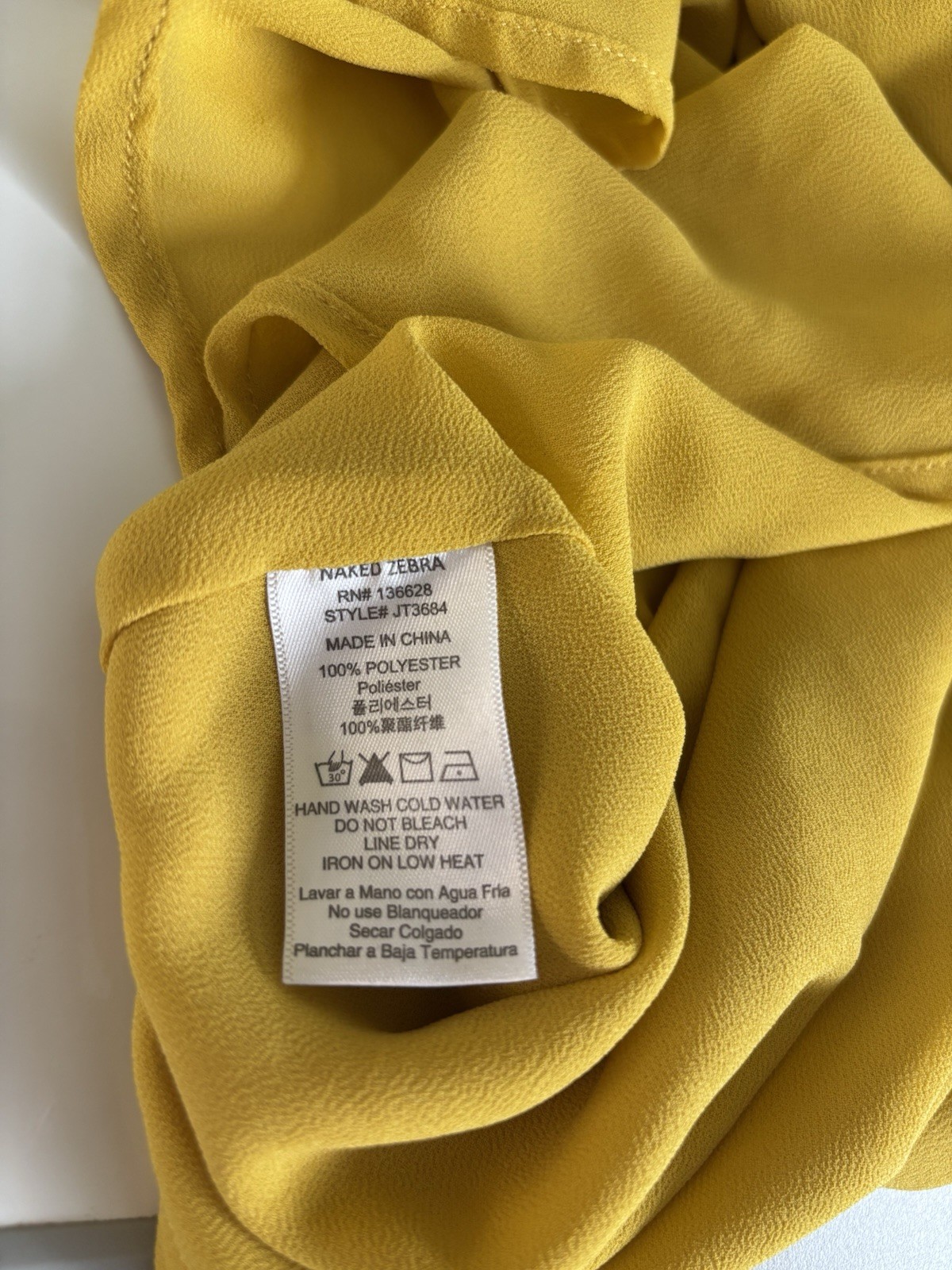Naked Zebra Yellow Solid Chiffon V-Neck Sleeveless Cami Tank Top Size S