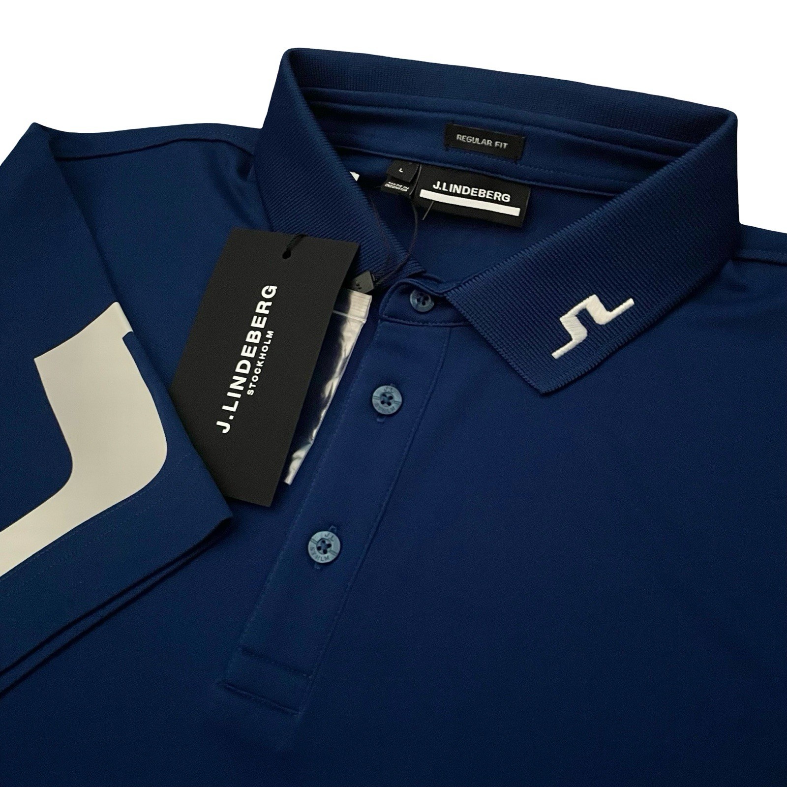 J Lindeberg Hedge Polo Shirt Mens Regular Fit Size Large Estate Blue