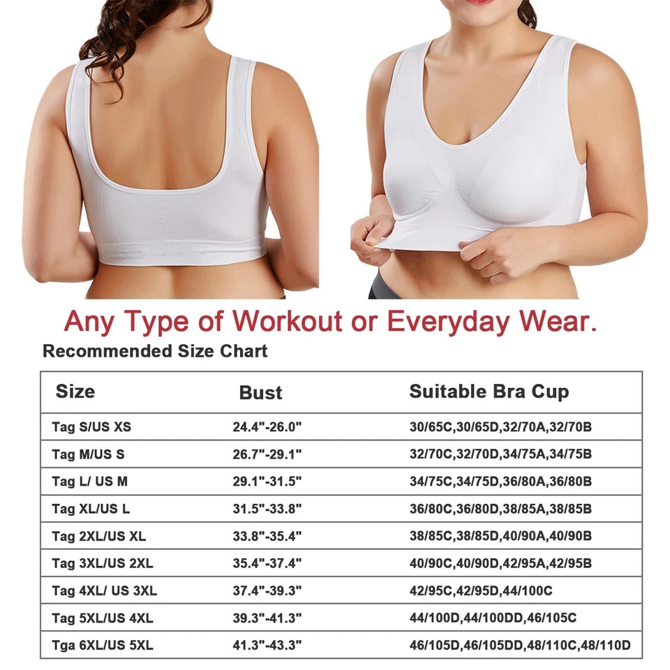 3Pack Wireless Underwear Sports Bras For Women Yoga Sleep Bra Seamless Bralette