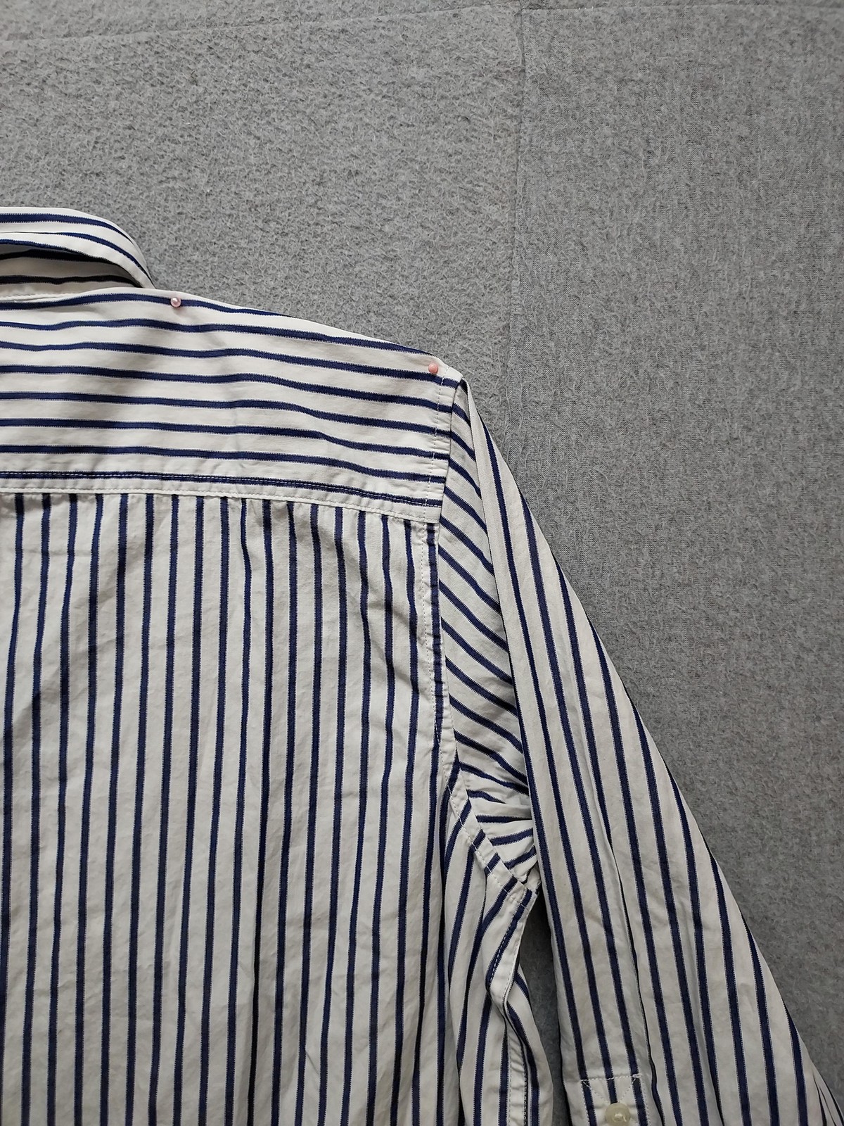Lauren Ralph Lauren Shirt Womens Large White Blue Striped Button Up Long Sleeve