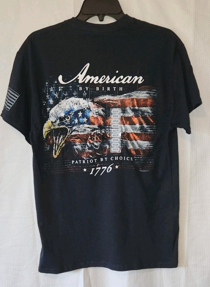 Buck Wear Mens T-Shirt Sz Medium American by Birth Patriot by Choice Short Shirt