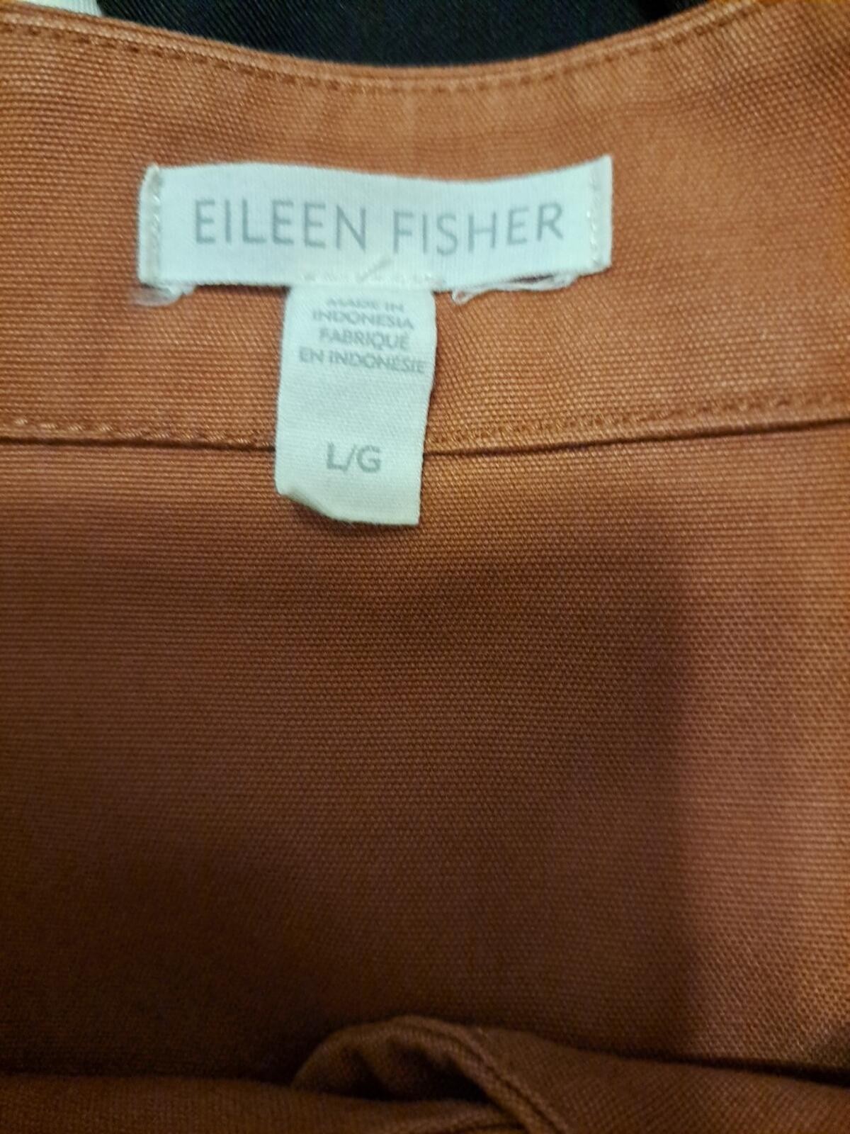 Eileen Fisher Terracotta Mandarin Collar Orga.Cotton L EUC Returns Accepted