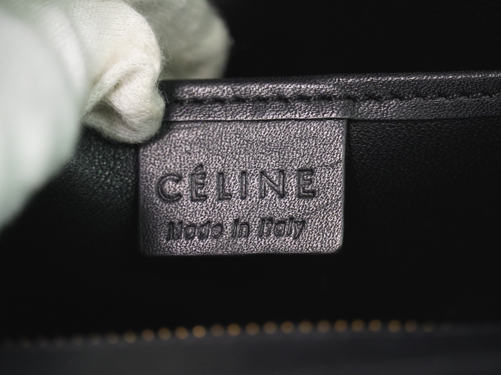 CELINE Luggage Nano Leather 2way Shoulder Handbag Greige Yellow Black