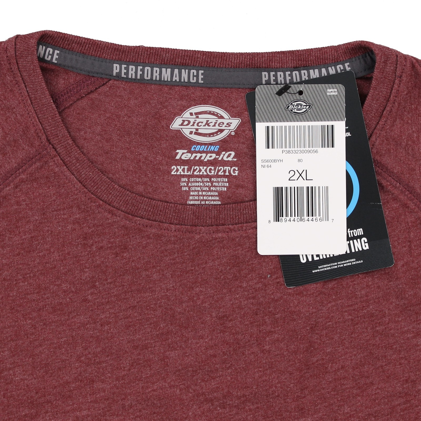 Dickies Cooling Temp IQ T-Shirt, Men’s Performance Raglan Short Sleeve Shirt