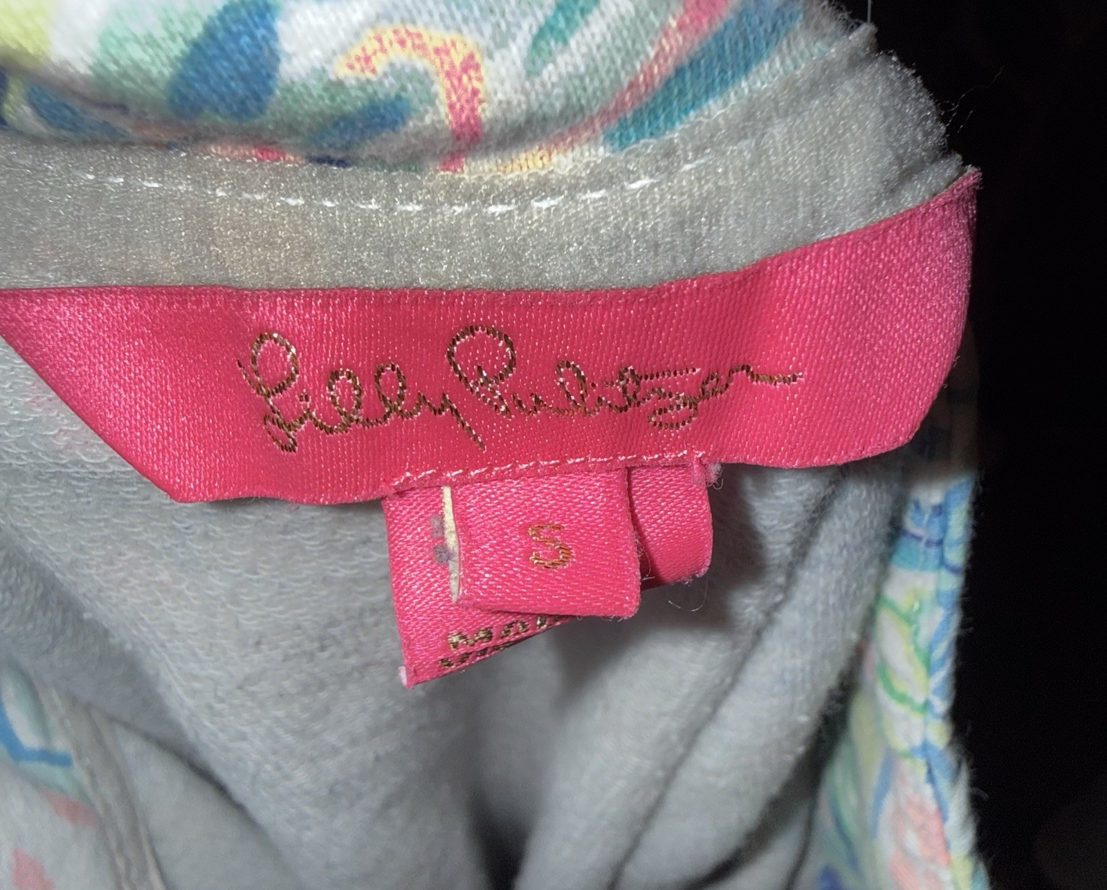 Lilly Pulitzer “Lilly’s House” print half zip pullover, sz S, see description