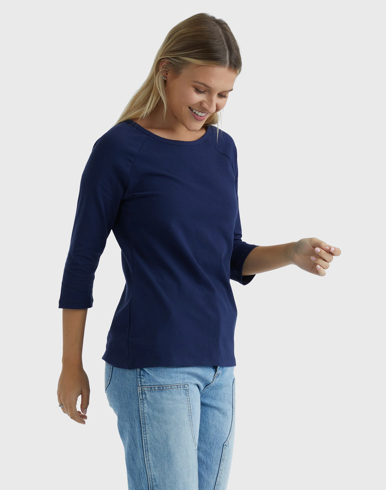 Hanes Women’s T-Shirt Raglan Sleeve Tee Stretch Cotton Plain 6 Colors sz S-2XL