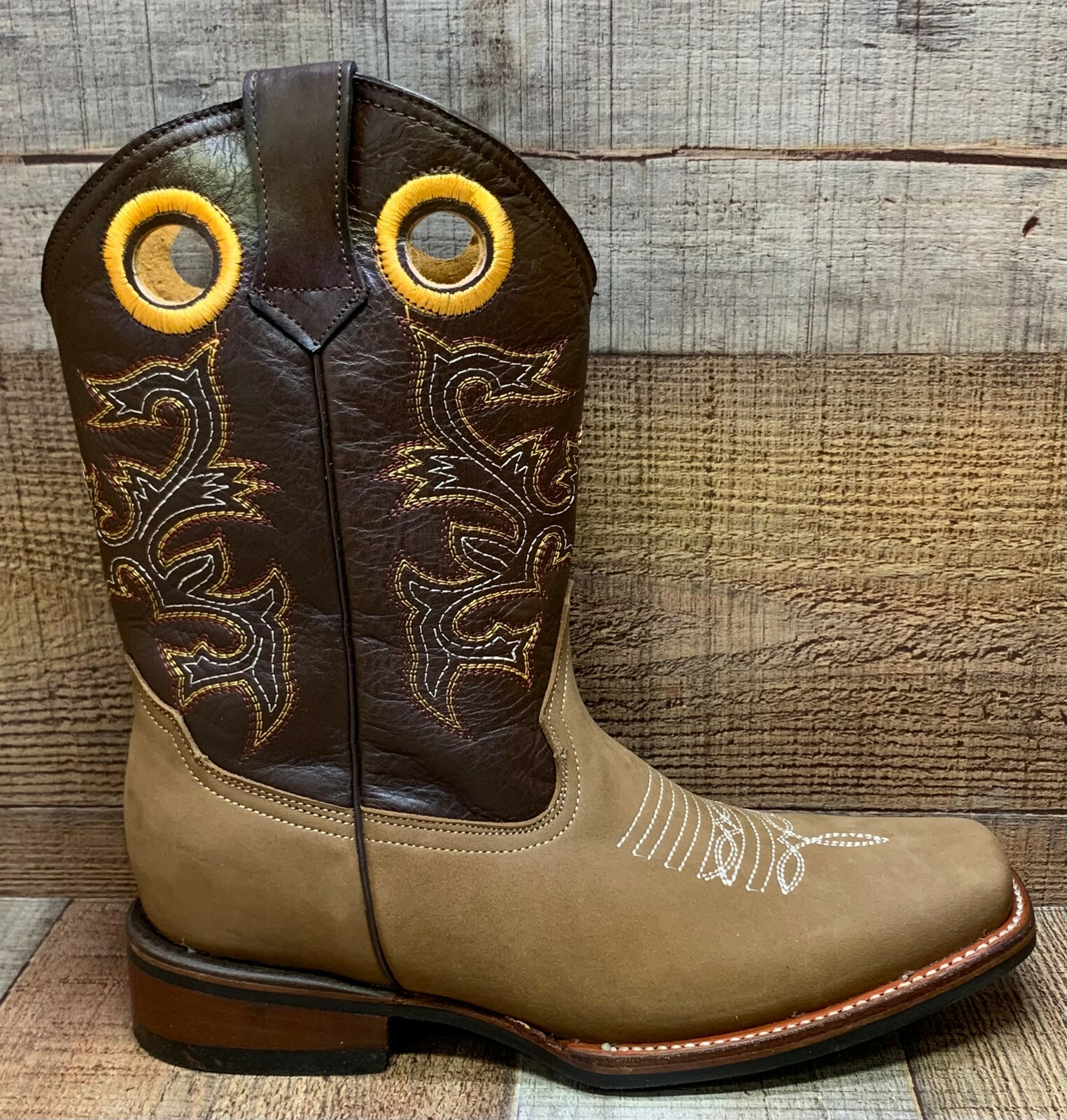 Women’s Western Rodeo Cowgirl Boots Genuine Leather Square Toe Botas Vaqueras