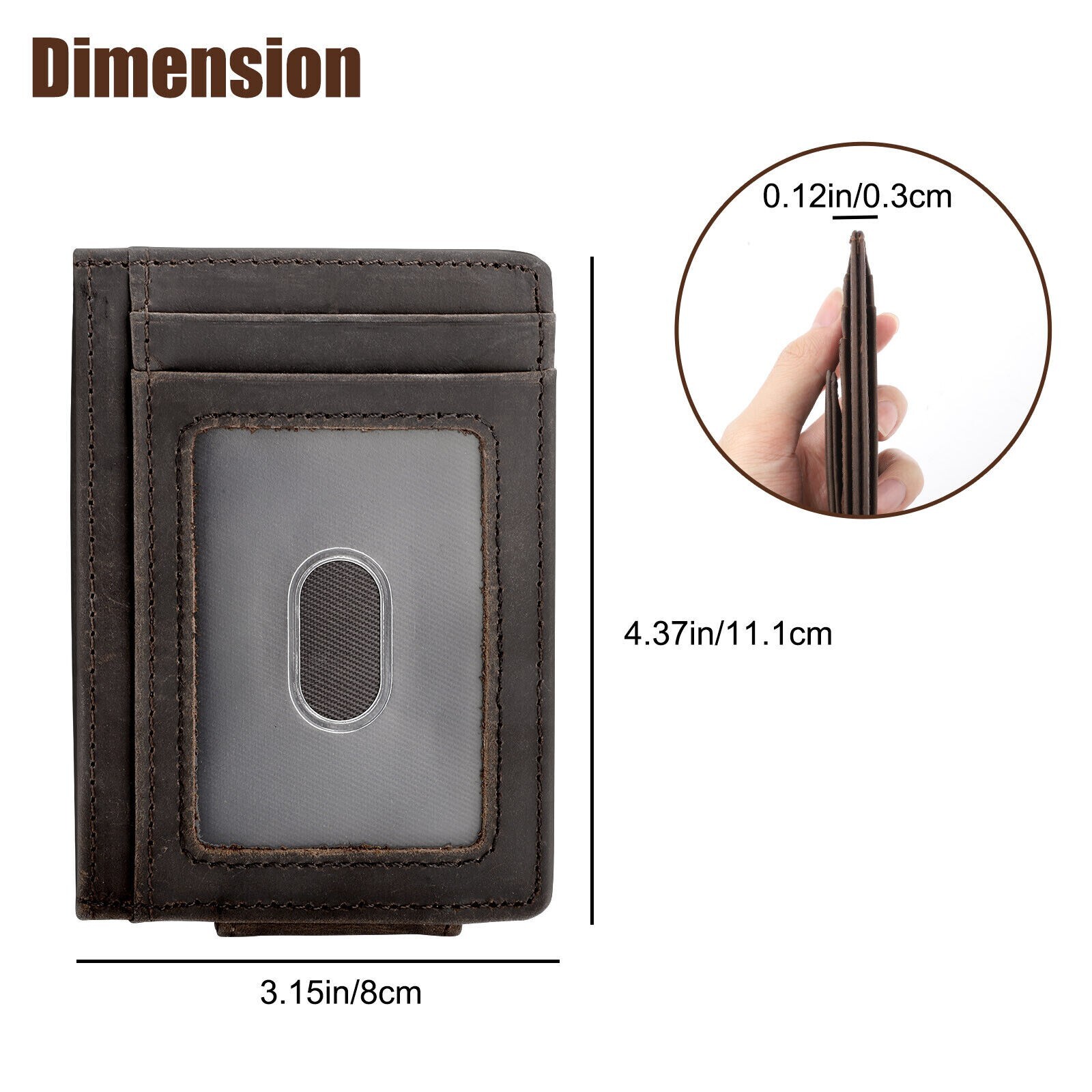 Men Leather Magnetic Front Pocket Wallet Money Clip Slim ID Credit Card Holder