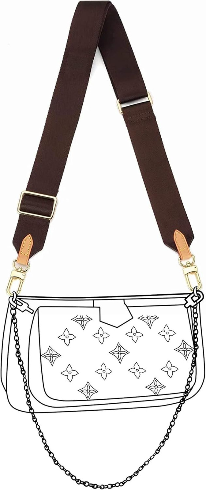 Multi Pochette Accessories Replacement Adjustable Crossbody Wide Cavas Strap