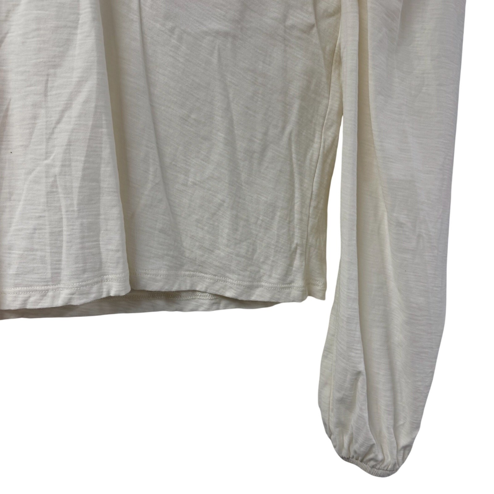 Nation Los Angeles White Ruffle Trim PuffSleeve Top XS Anthropologie Peru Cotton