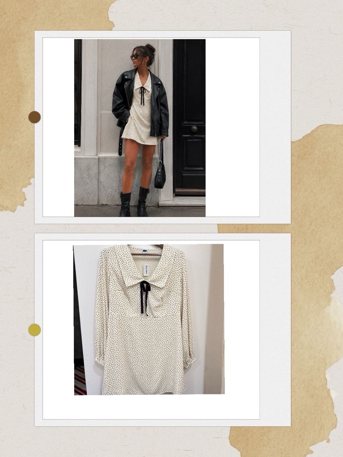Edgy, Pinterest-inspired Polka Dot Peter Pan Collar Dress/Puff sleeve