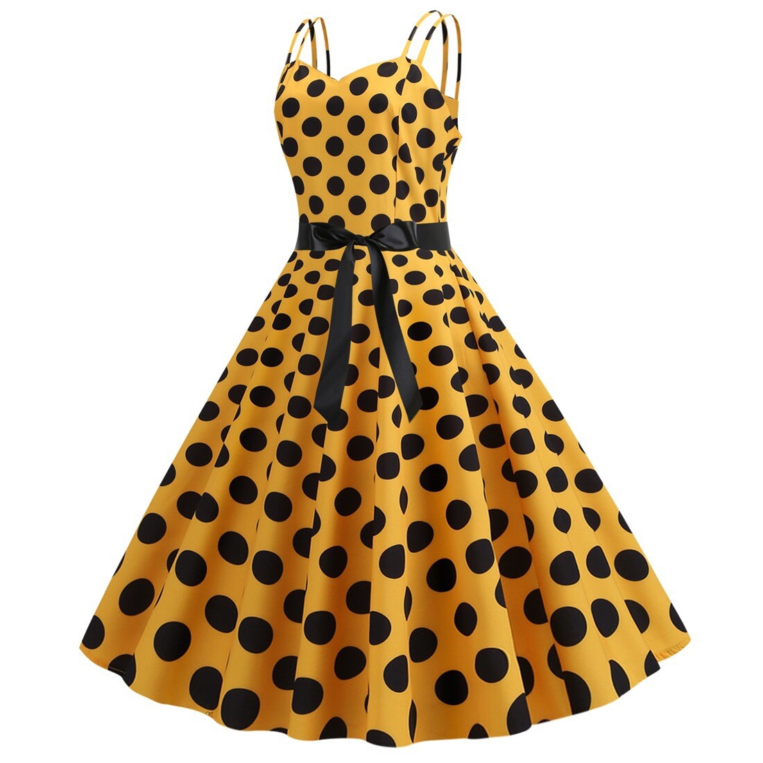 Women Vintage Dress Retro Style Rockabilly Party Swing Cocktail Polka Dots Dress