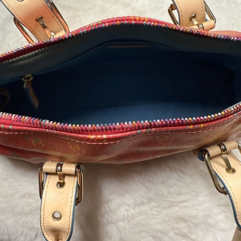 Dooney & Bourke Monogram Multi-Color DB Logo Satchel with Leather Trim