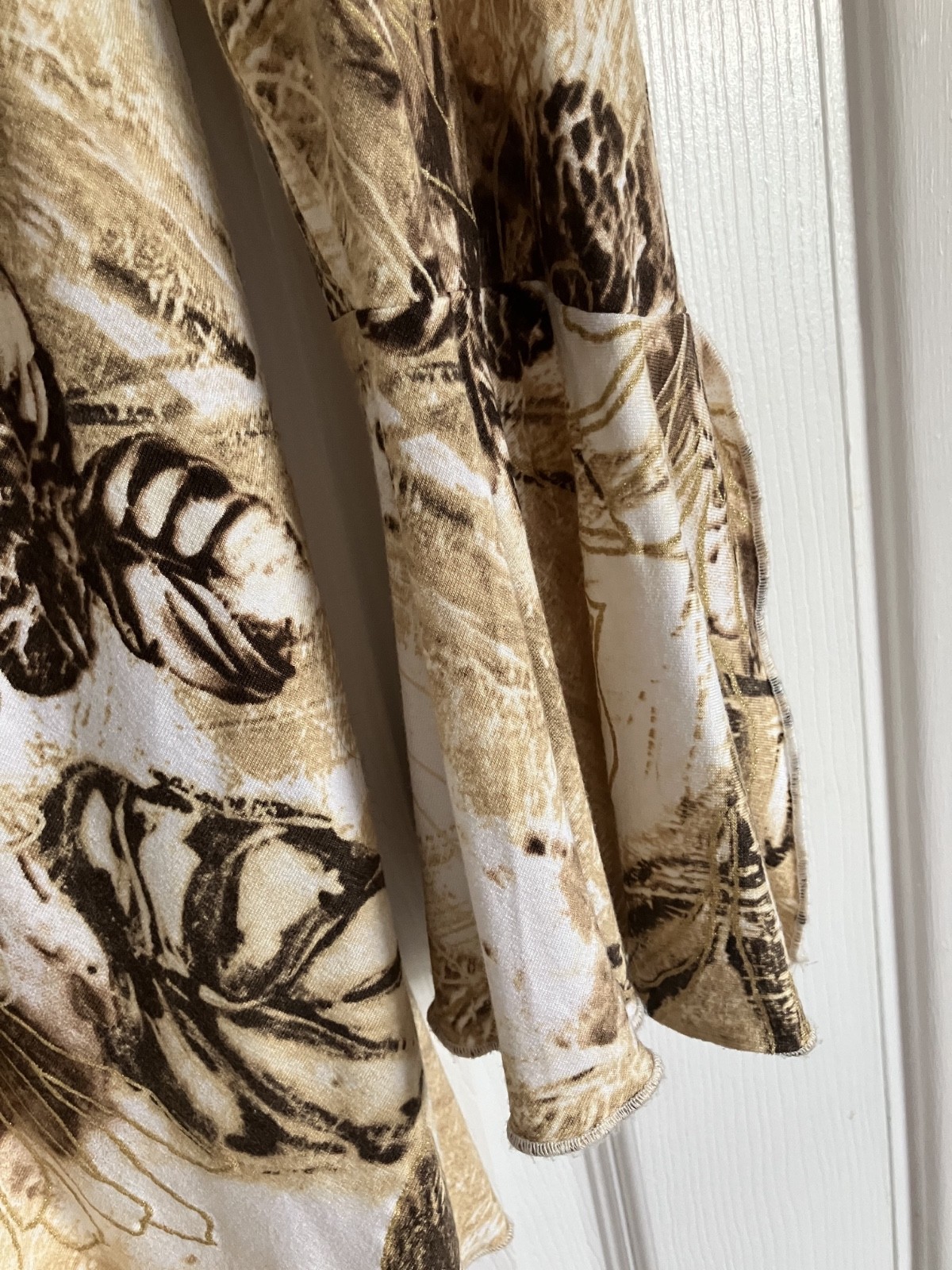APANAGE Long Sleeved Drawstring Tunic Abstract Floral Print Gold Accents Size 16