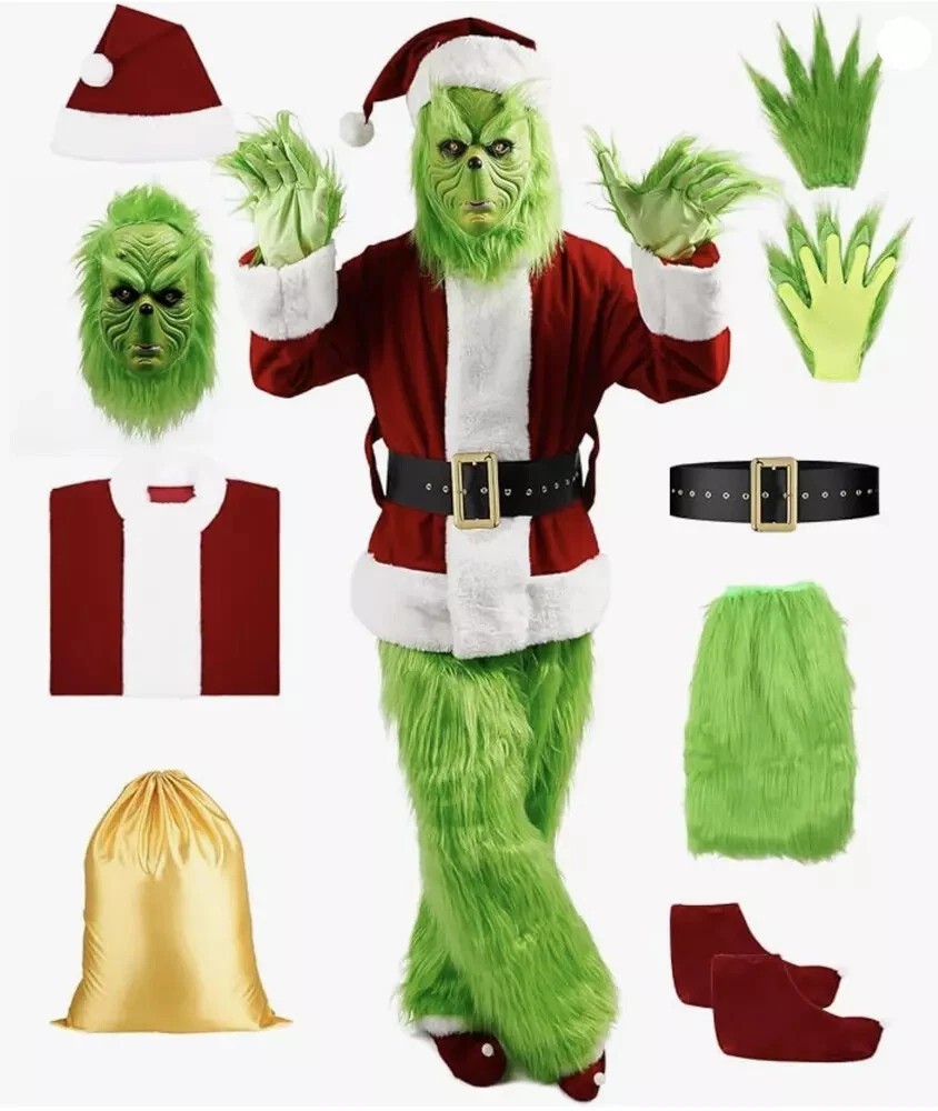 Christmas The Grinch Complete Costume Santa Claus Costume Adult (SIZE: L- 2XL).