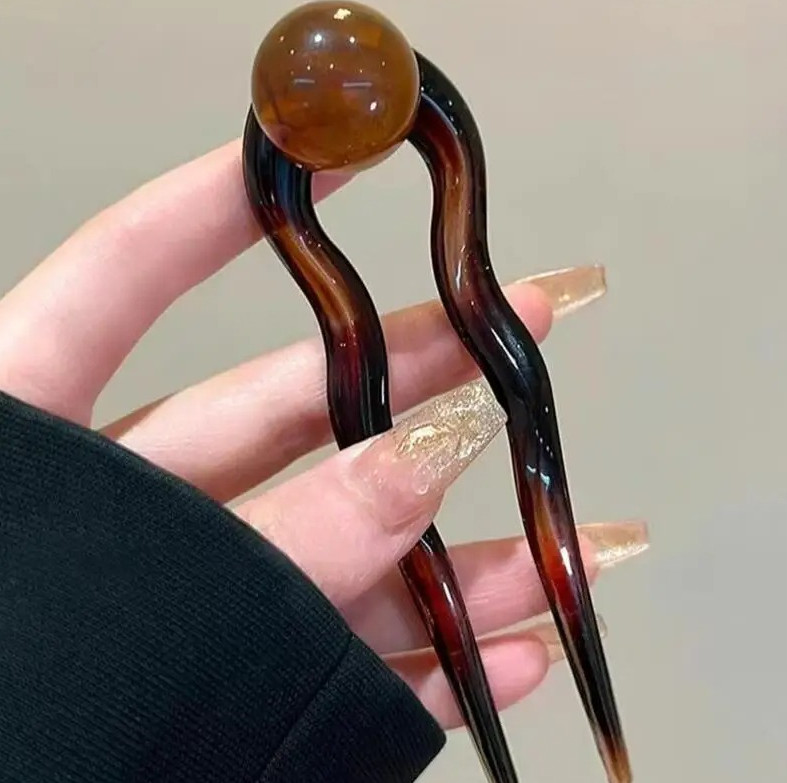 1pc Fashion Colored Pearl U-Shaped Hair Sticks Hairpin for Women Girls – NEW