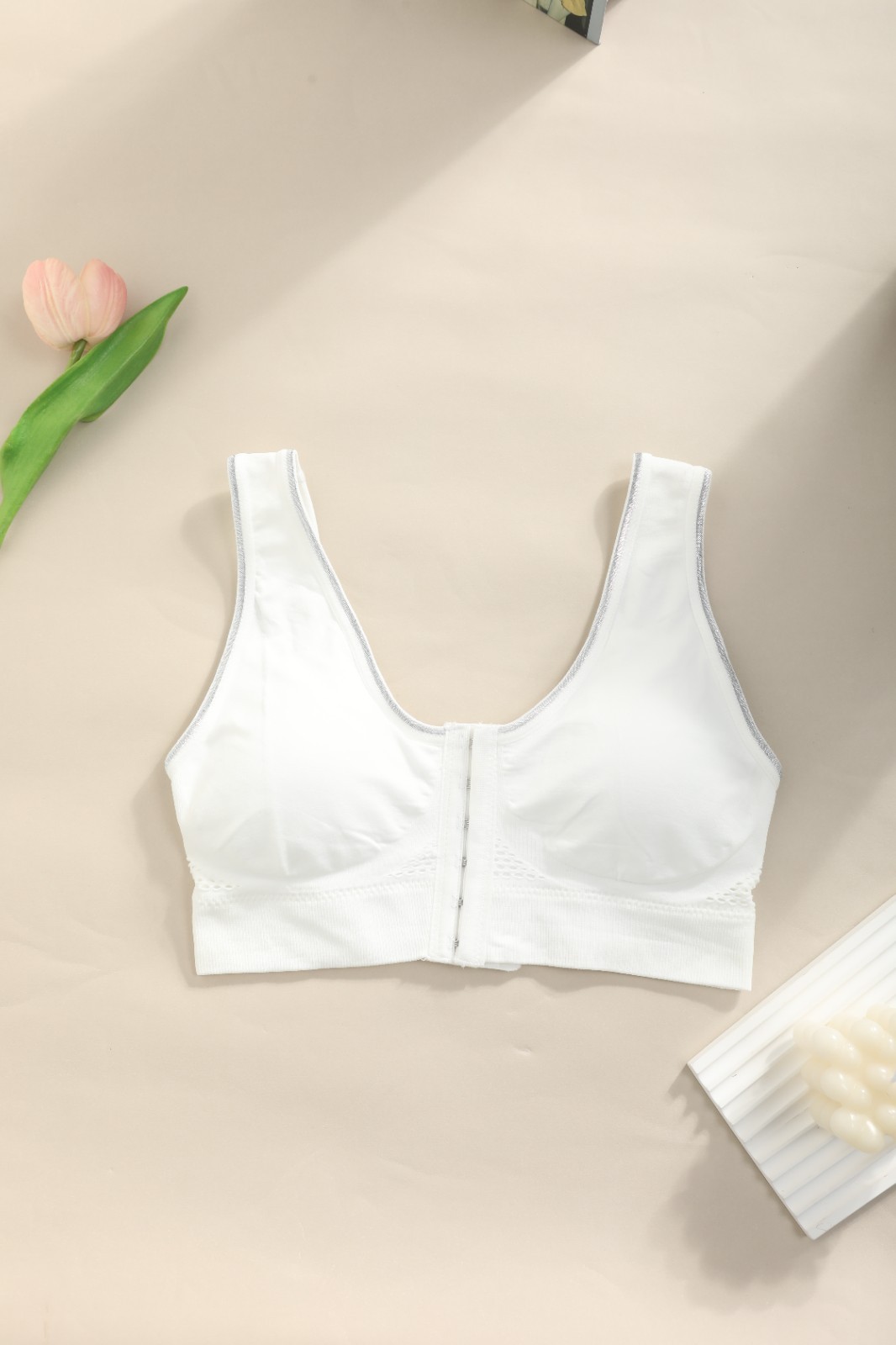 3Pcs Women Front Hook Post-Surgery Bra Breathable Mesh Comfort Support