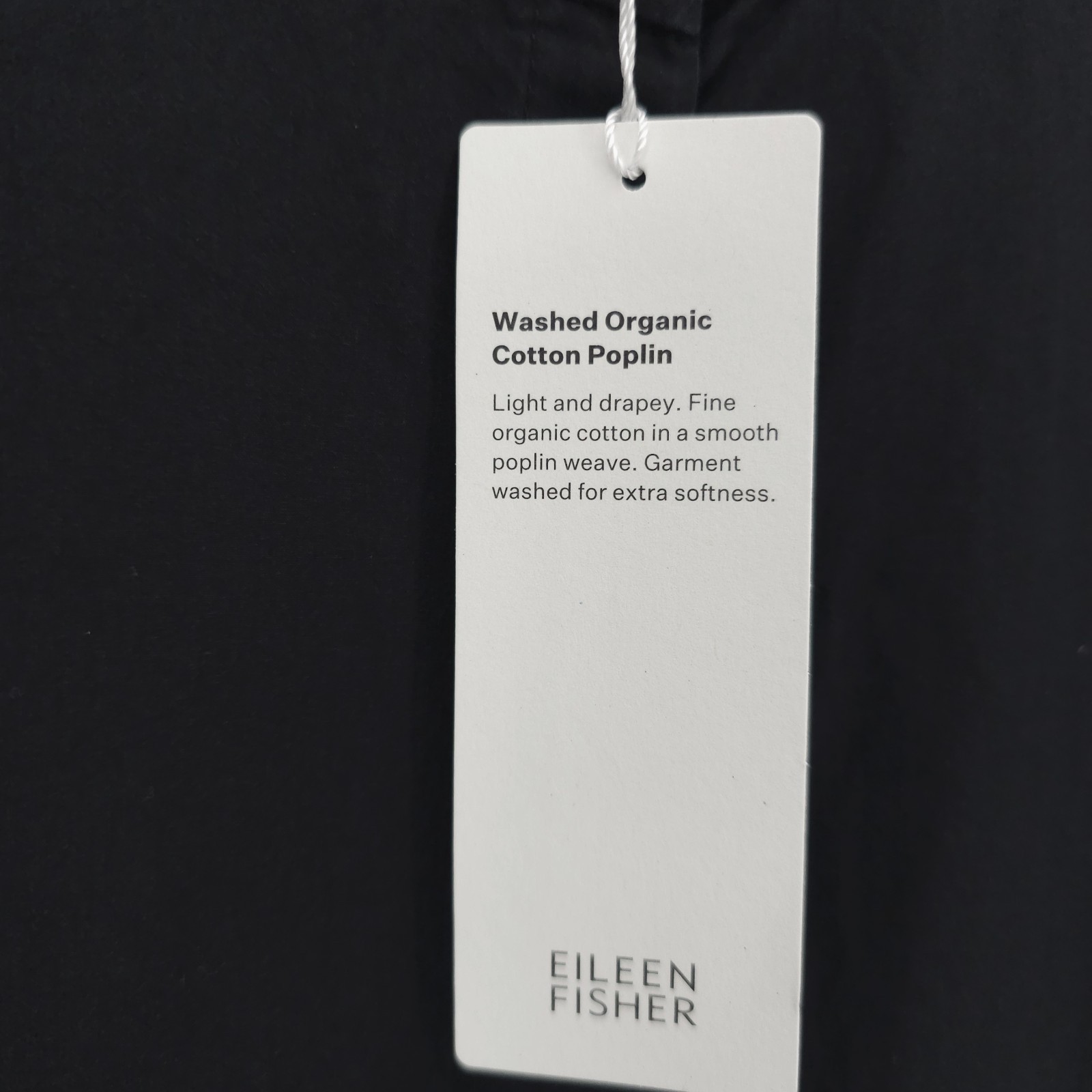 NWT EILEEN FISHER Black Mandarin Collar Shirt Cotton Poplin Sleeveless XL