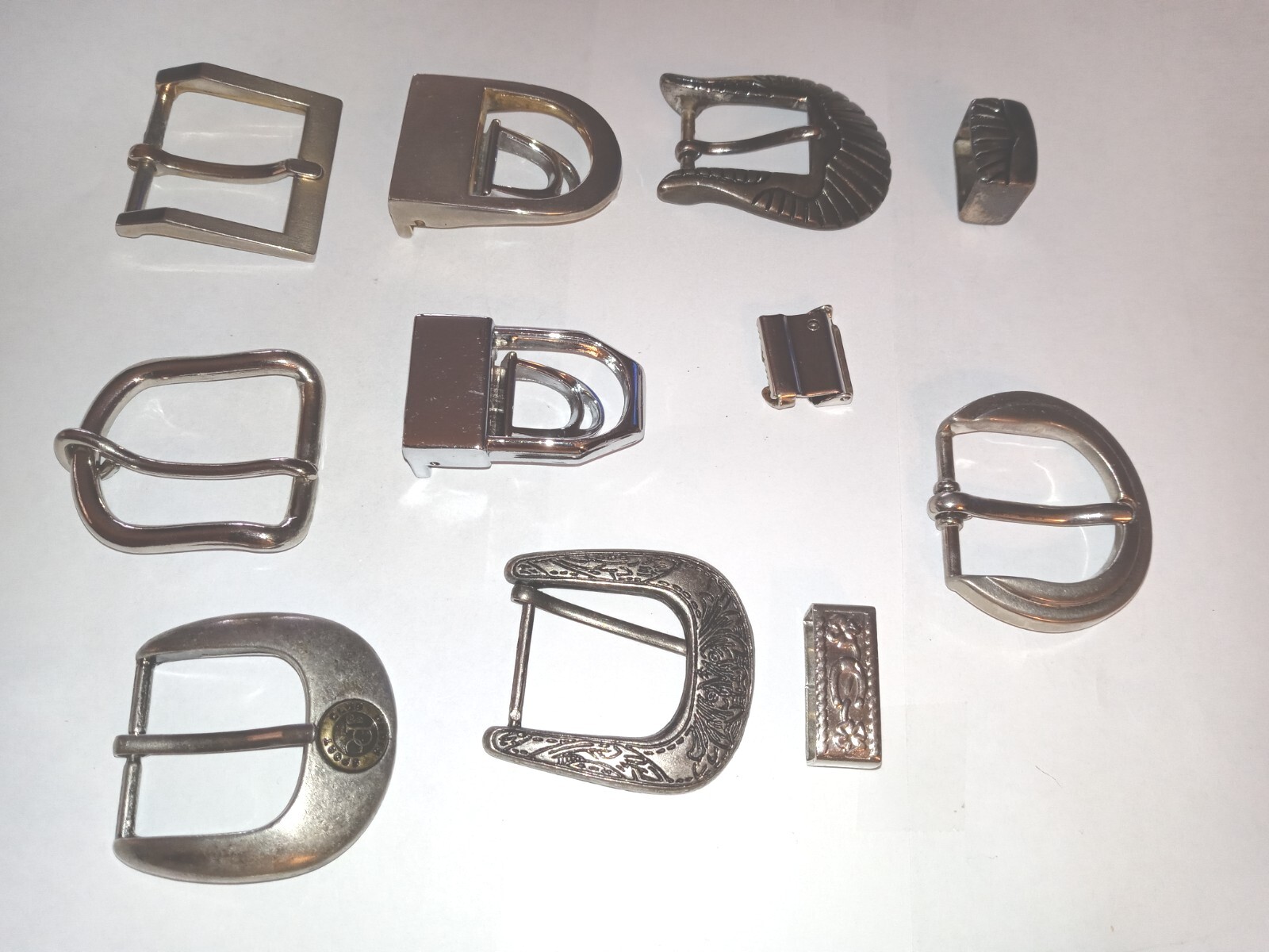 Lot of 8 Silvertone Buckles + Sliders For Crafts Sewing Replacement Parts etc