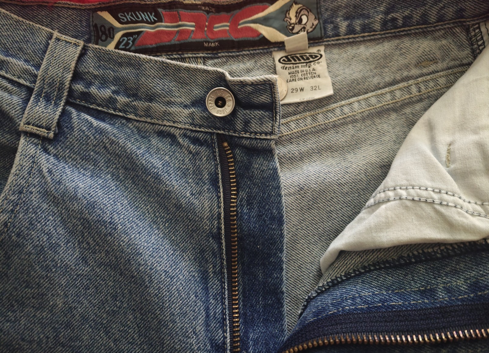 VINTAGE 90s JNCO Jeans Skunk Collection Baggy 90s Skater Denim Grail