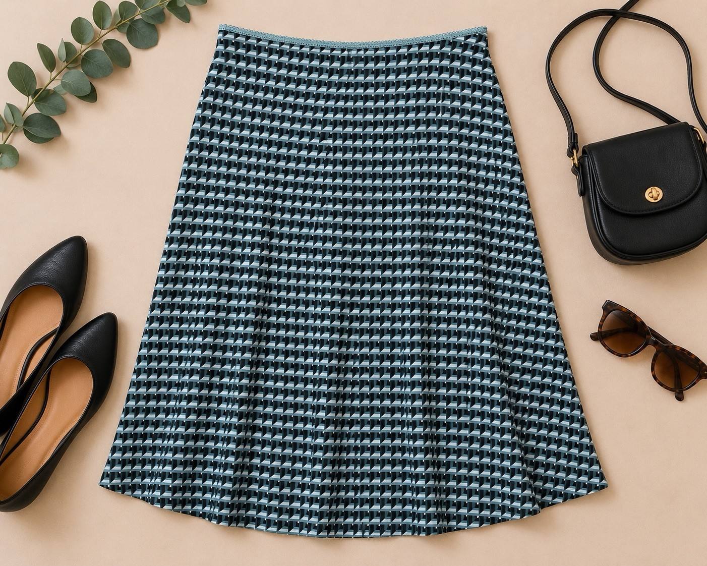 Nordstrom Rack Women’s Medium Geometric Print Midi A-Line Skirt, fully lined