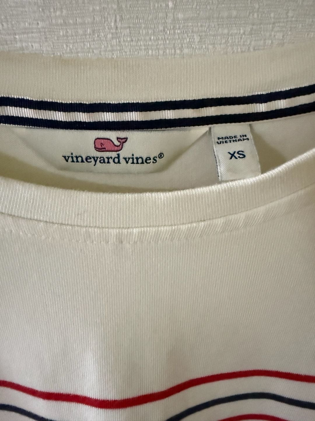 Vineyard Vines Women’s Striped 3/4 Sleeve Tee in Red, White, and Blue