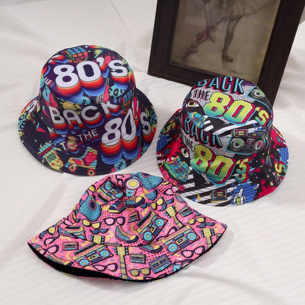 Back to The 80s Neon Retro 1980s Fashion Bucket Hat Fishing Hats Summer Trave…